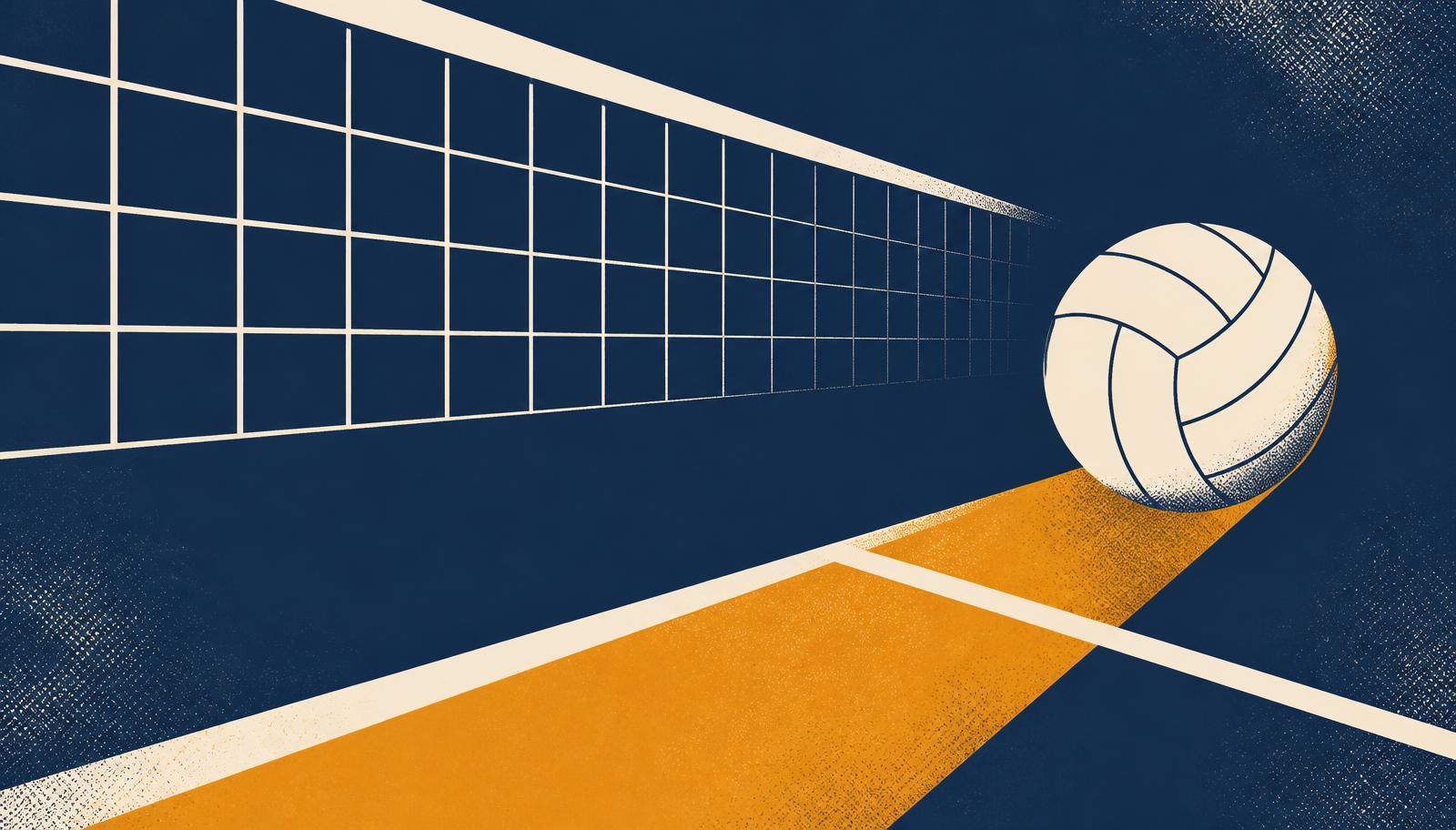Volleyballspiel in einer Sporthalle